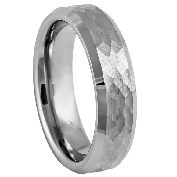 8mm or 6mm Brushed Honeycomb Tungsten Wedding Band - Picture 2 of 3